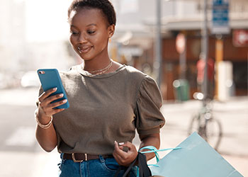 woman looking at cellphone