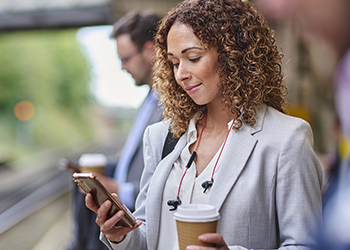 woman looking at cellphone