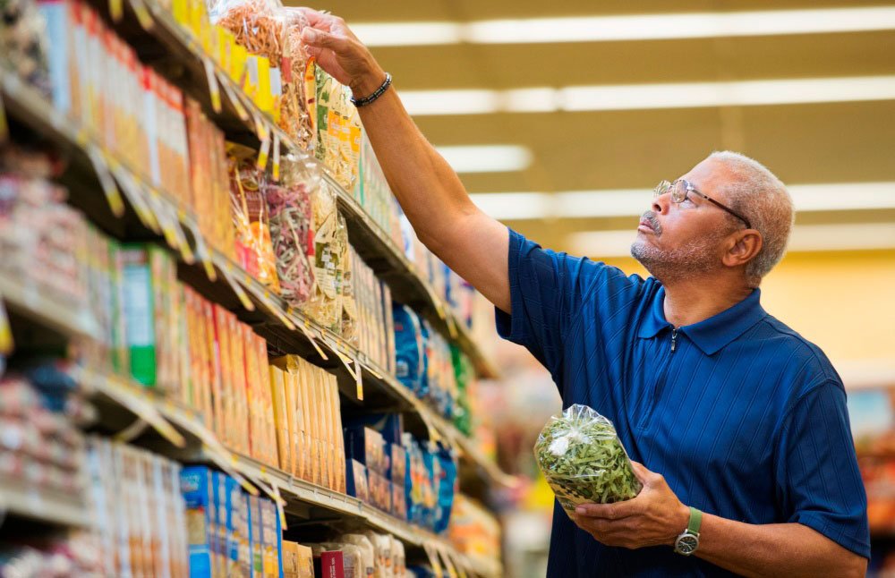 man shopping for groceries