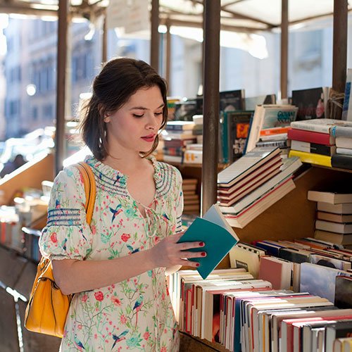 Woman shopping in bookstore