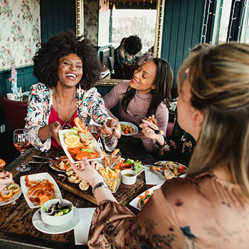 friends dining at restaurant