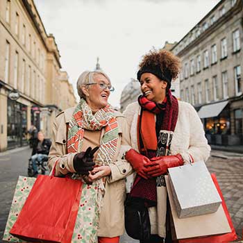 two women holiday shopping