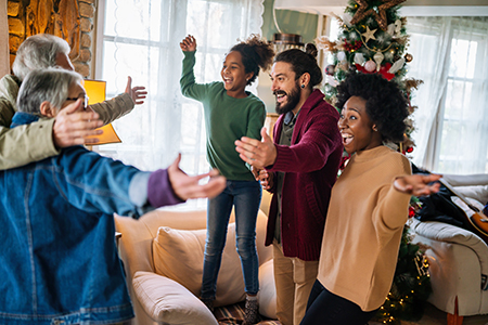 family celebrating the holidays